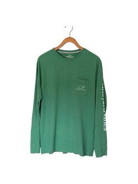 Vineyard Vines Green L/S Pocket T-Shirt Men's M Whale on Back
